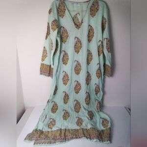 Graham Kandiah New York Mint Purple Paisley Print St Barths Kaftan Dress